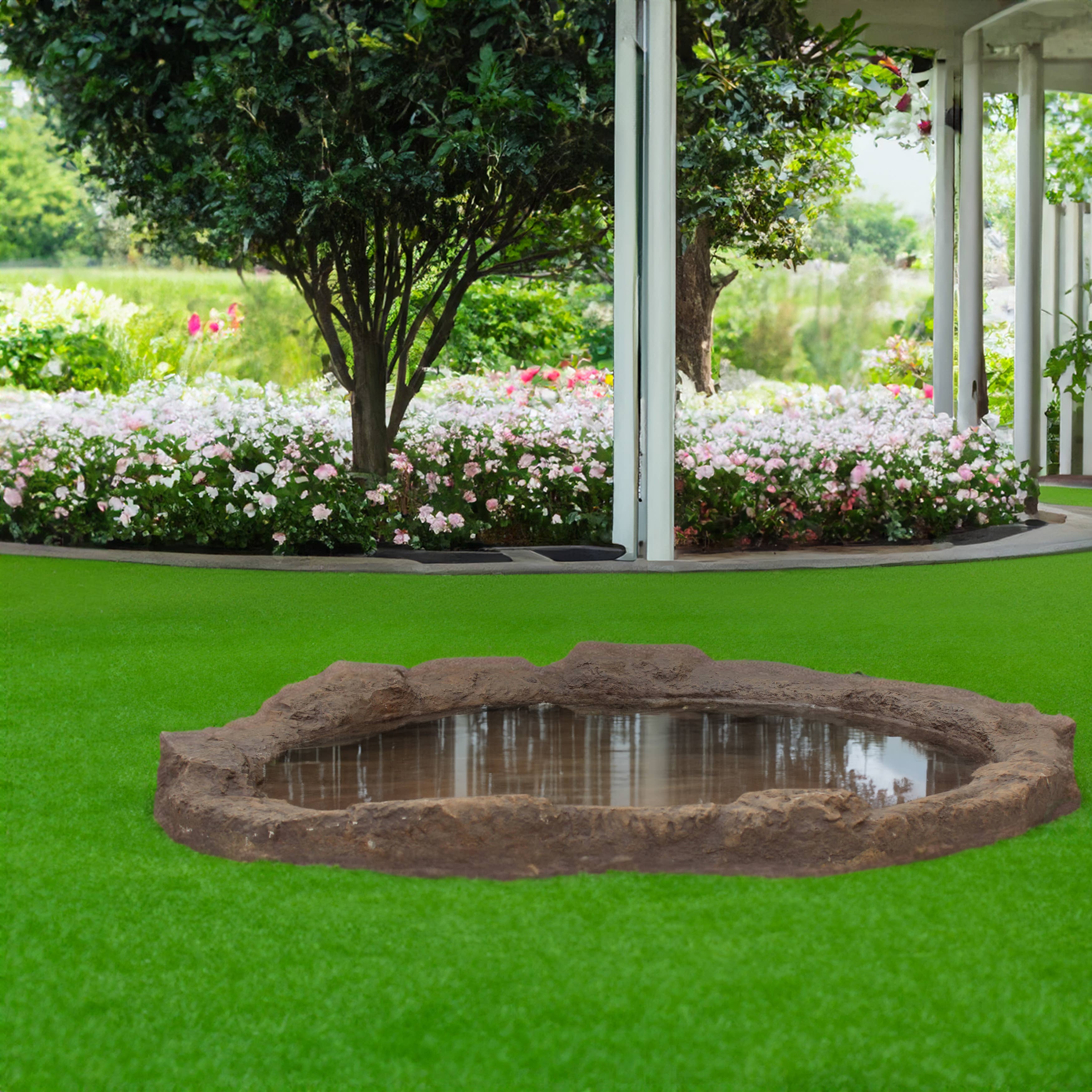 Quickway Imports - Wholesale Outdoor Ornament/Decor - Faux Rock Fiberglass Garden Decorative Water Pond, Sandstone9