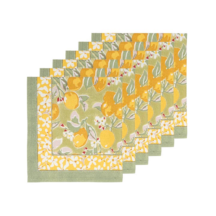 Couleur Nature - Wholesale Dinner & Cloth Napkin - Citron Vert & Yellow Napkins 19x19 - Set of 6