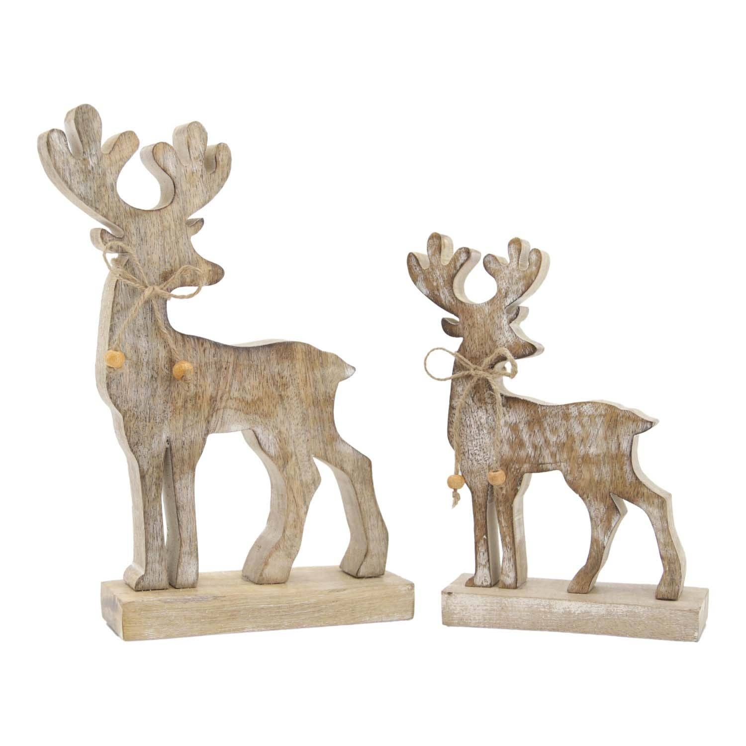 WT Collection - Wholesale Christmas Decoration - Set of 2 Wood Reindeer on Stands0