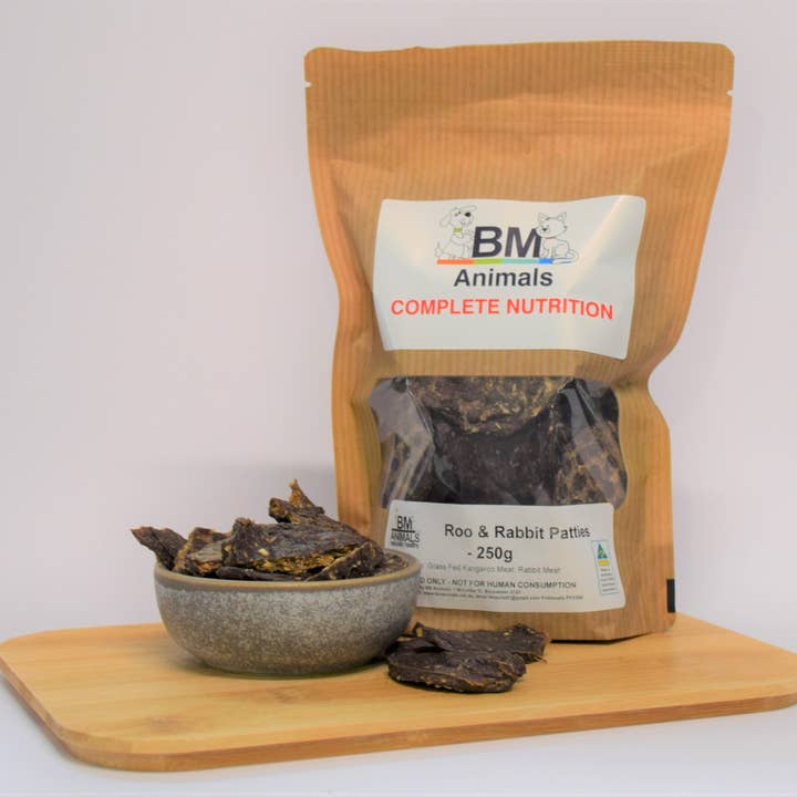 Kangaroo & Rabbit Patties for wholesale by BM Animals Complete Nutrition