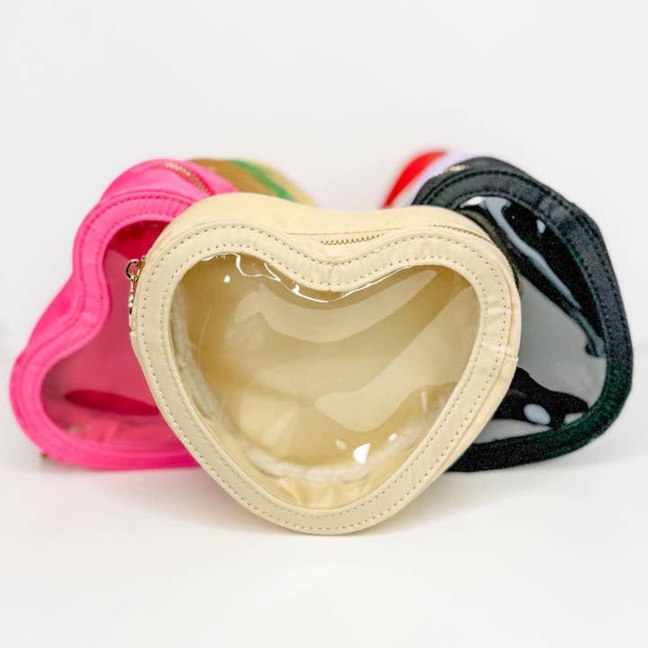 Pochette en forme de cœur crème, trousse à cosmétiques en forme de cœur, pochette en forme de cœur, cadeau pour la vente par Mugsby