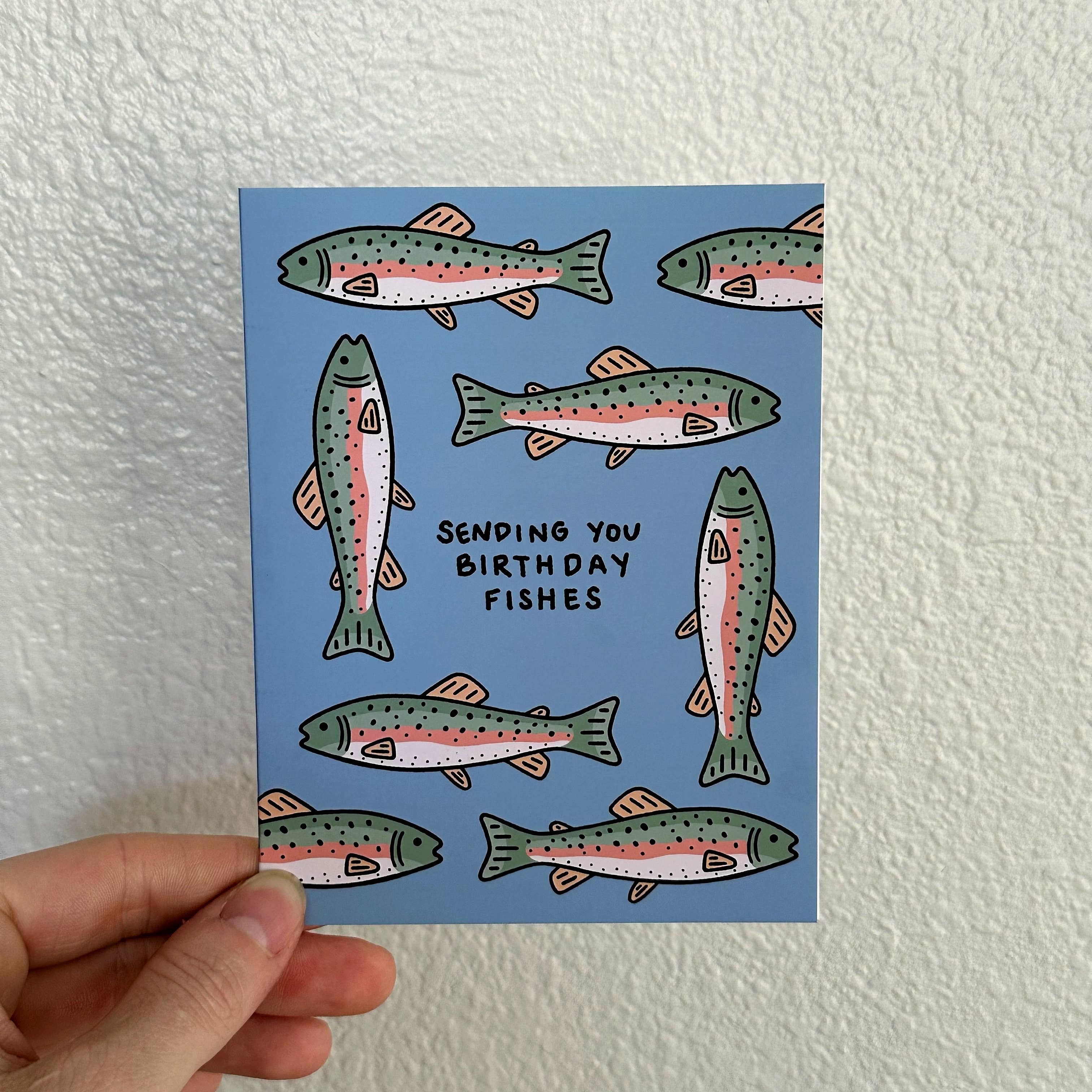 Bri Kuffell Art - Wholesale Birthday Card - Birthday Fishes | Fish Pun Birthday Card2
