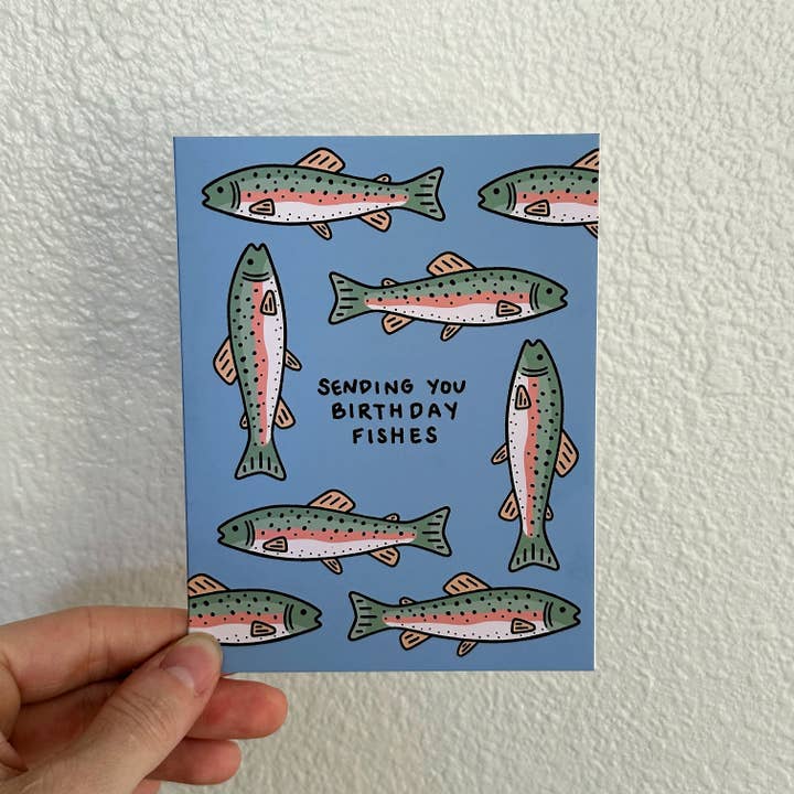 Bri Kuffell Art - Wholesale Birthday Card - Birthday Fishes | Fish Pun Birthday Card2