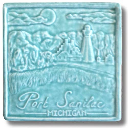 Port Sanilac Tile Art - Michigan Great Lakes Cottage Decor for wholesale by Whistling Frog Tile Inc.