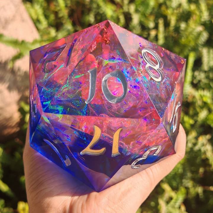 HY00539 - Captured Magic 100mm Chonk D20 - Gilded Storm for wholesale by Hymgho Premium Dice