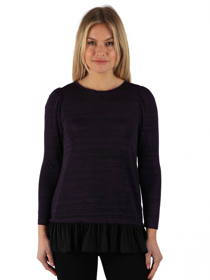 Long Sleeve V Neck Purple Top for wholesale by Marina Kaneva