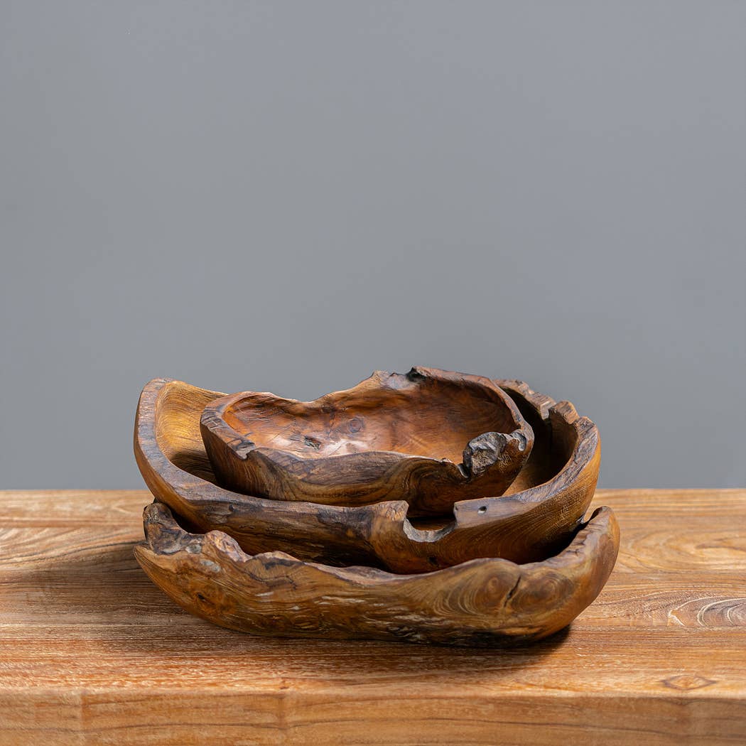 Garden Age Supply - Wholesale Decorative Plate/Dish/Bowl - Eroded Teak Root Bowls3