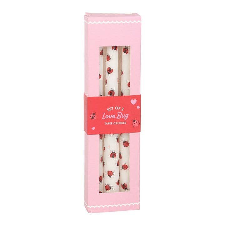 Something Different Wholesale - Wholesale Tapered Candle/Candlestick - Set of 3 Love Bug Ladybug Valentine Taper Candles