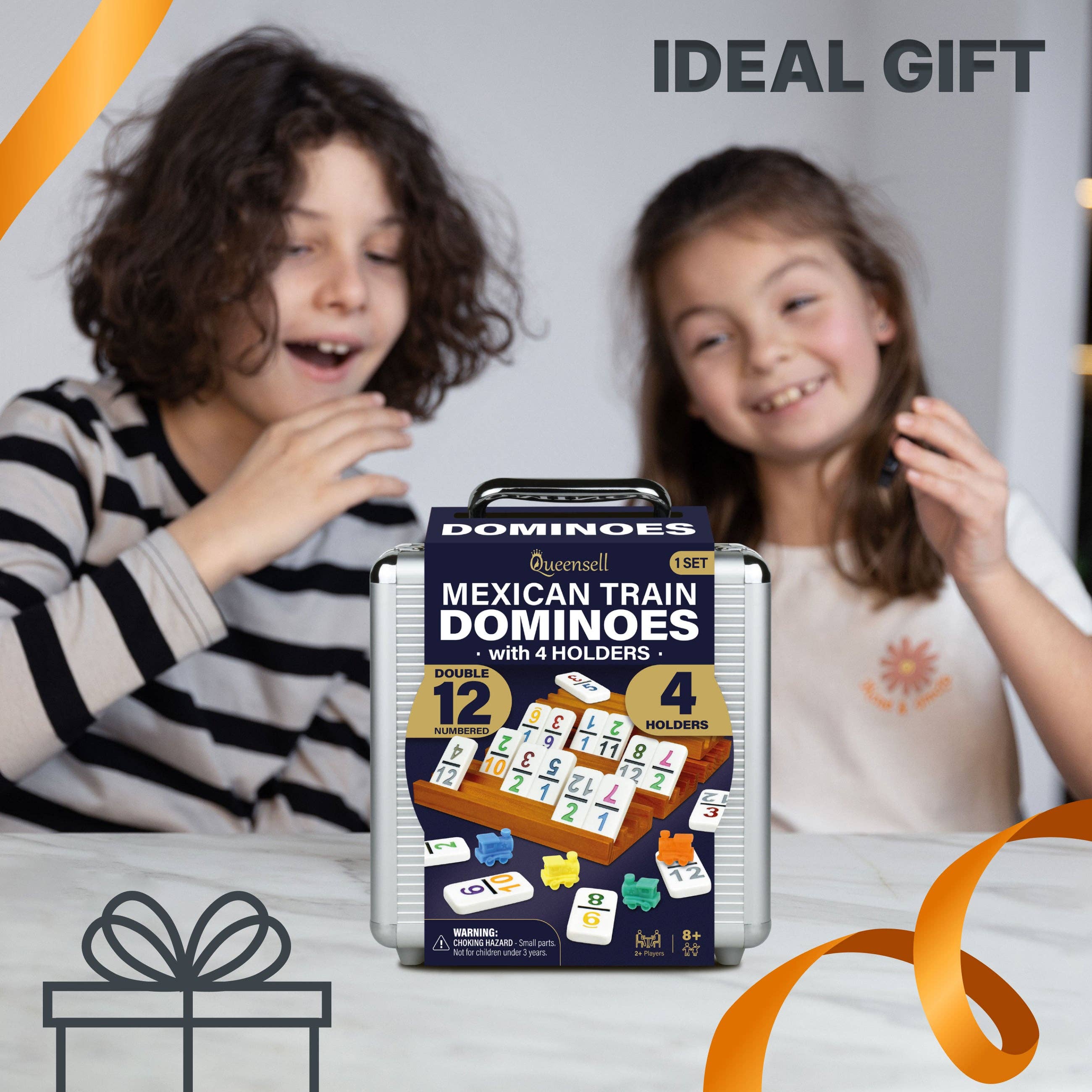 Queensell - Wholesale Board Game - Mexican Train Dominoes Set with Numbers and 4 Holders4