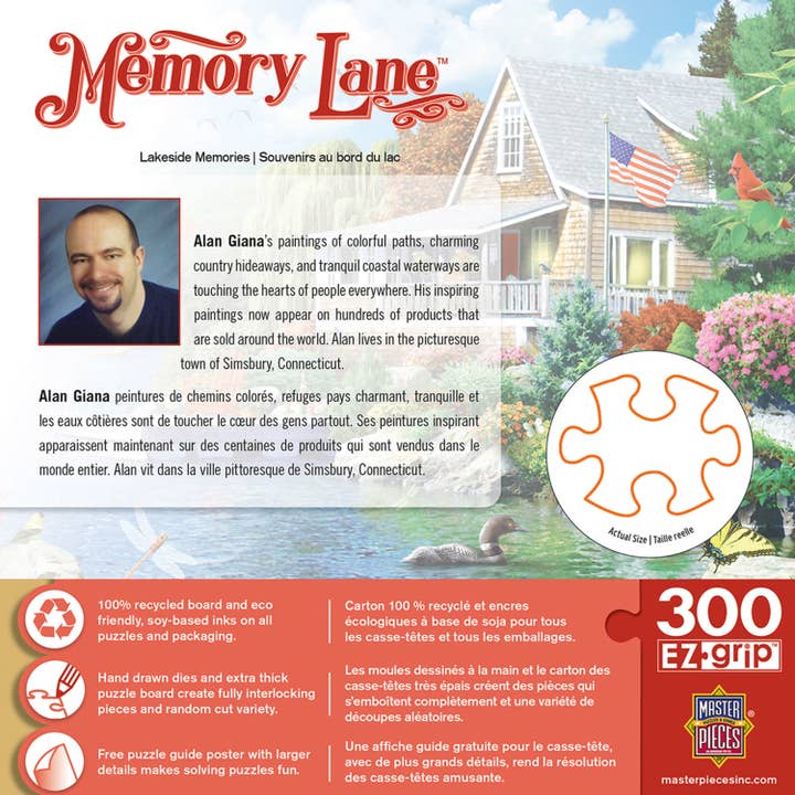 Masterpieces Puzzles - Wholesale Puzzle - Adult - Memory Lane - Lakeside Memories 300 Piece EZ Grip Puzzle