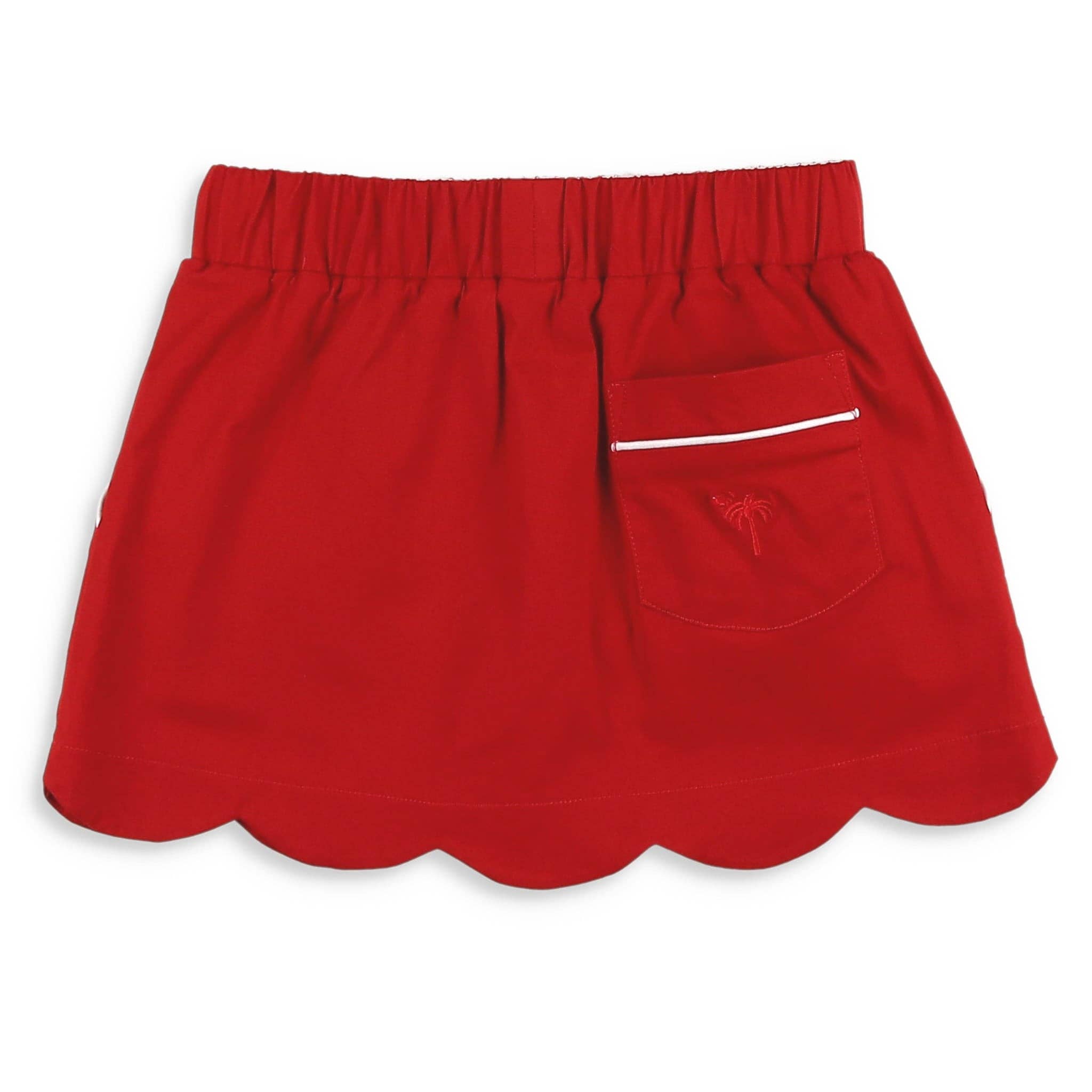 Shrimp and Grits Kids - Wholesale Skort - Kids - Girls Scallop Skort - Red Twill2