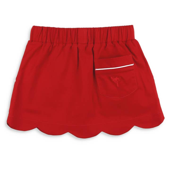 Shrimp and Grits Kids - Wholesale Skort - Kids - Girls Scallop Skort - Red Twill2