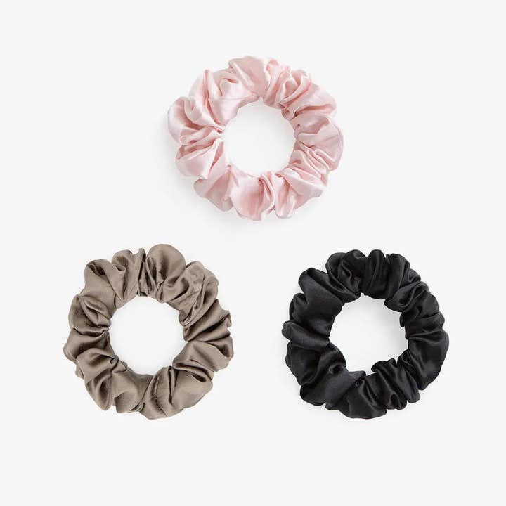 Large Silk Scrunchie Set - Blush Pink, Oyster, Black for wholesale by SilkSleek®