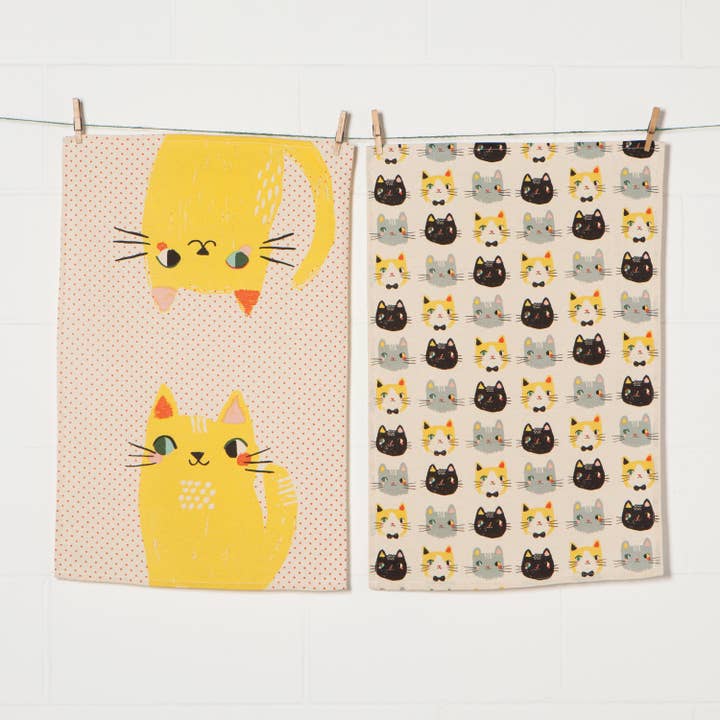 Danica Studio - Wholesale Tea Towel - Danica Studio Meow Meow Cats Kitchen Towel Set of 2