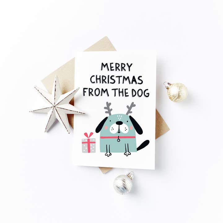 Merry Christmas from the Dog - Christmas Card for wholesale by Flash On A String Designs