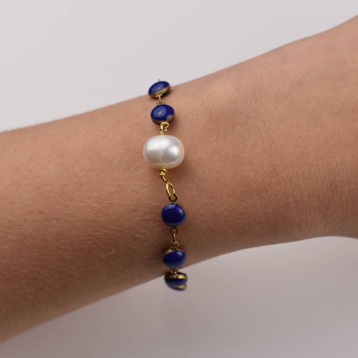 Enamel Bracelet with Pearl Accents for wholesale by ali & bird jewelry