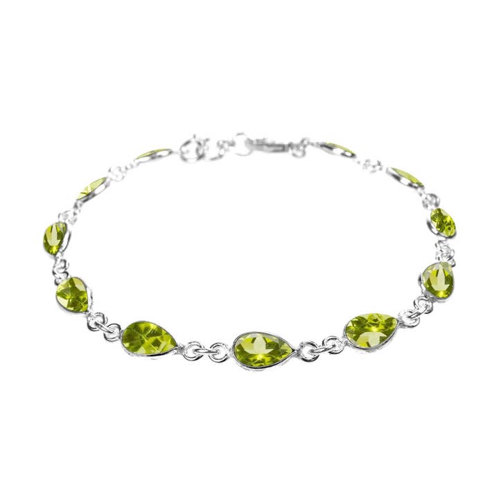 Kali Ma Designs - Sterling Silver Jewellery – wholesale Link & chain bracelet – Bridget teardrop faceted peridot bracelet0