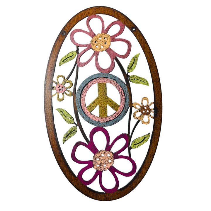 Whimsies - Wholesale Wall Accent - Peace Sign Wall Sign Flower garden hippie gift unique Impule