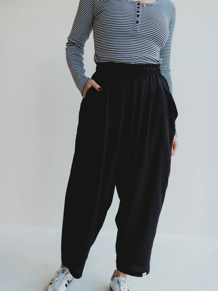 Betty Black Jersey Trousers for wholesale by Turtledove London