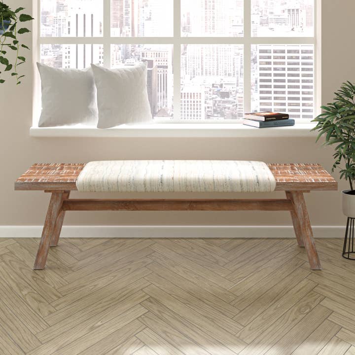 LR Home - Wholesale Bench - Timson Handmade Mango Wood/Chindi Fabric Accent Bench4