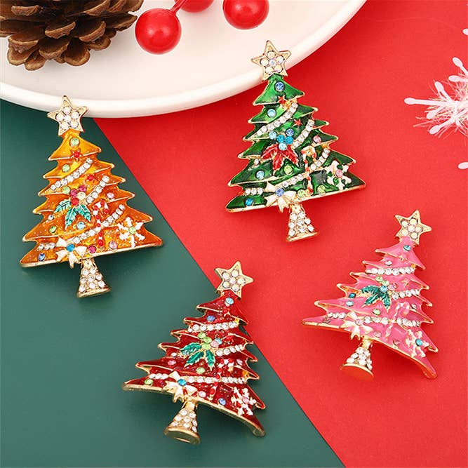 UNISHE - Wholesale Christmas Decoration - Bling Christmas Tree Shape Pin ZK2266