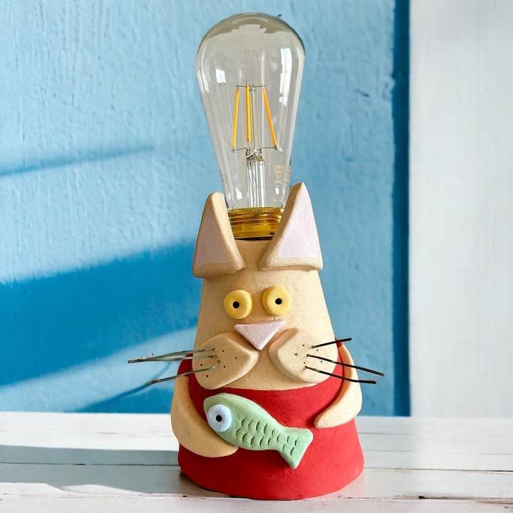 Thetis Art Studio - Vente Lampes figurine - Lampe Chat en Céramique