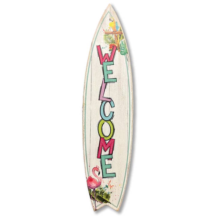 SURF BOARD WALL ACCENT COLORFUL WELCOME for wholesale by Jarmz Designs