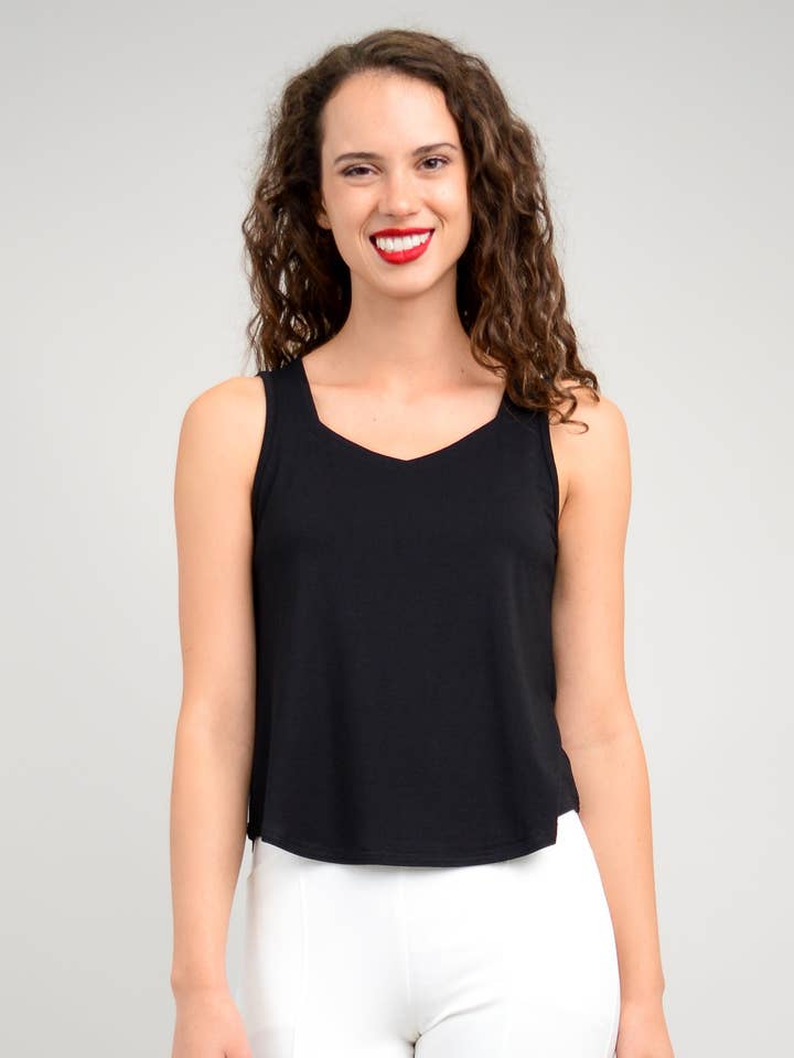 Ritzy Tank, Black, Bamboo for wholesale by Blue Sky Clothing Co LLC