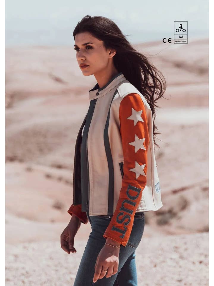 WILDUST - Wholesale Leather Jacket - Women's - STARS & STRIPES JACKET - BRICK3