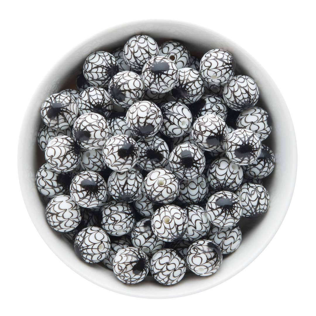 Cara & Co Silicone Craft Supply - Wholesale Beads - 15mm Round Spider Glow-in-the-Dark Silicone Print Beads1