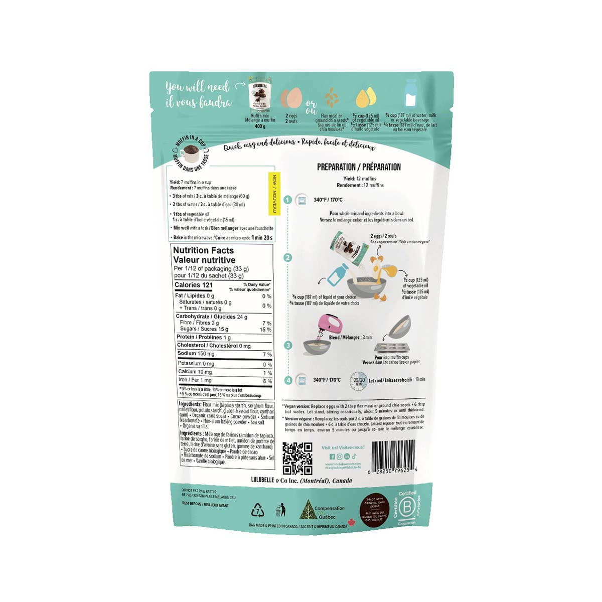 Favuzzi (Canada) - Vente Farine sans gluten - Mélange à muffins au chocolat sans gluten Lulubelle1