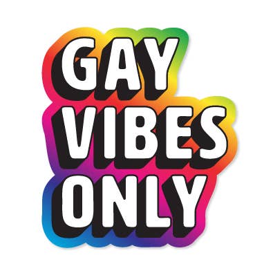Adesivo em vinil arco-íris LGBTQ+ Pride Gay Vibes Only por atacado de Campfires & Coffee