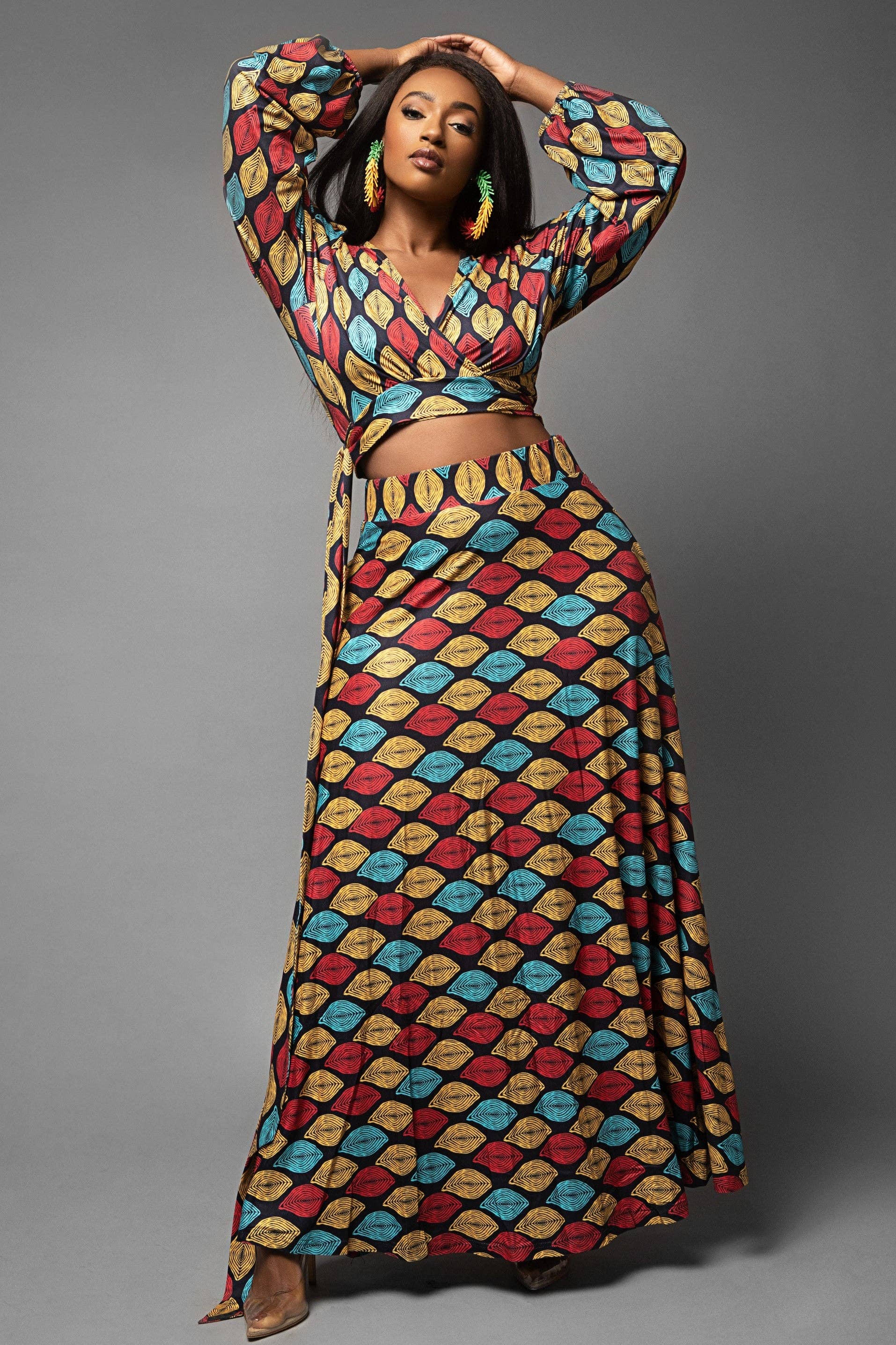 Nina Cheyenne Apparel - Wholesale Top & Skirt Set - Women's - Nadia African Geo Print Skirt Set5