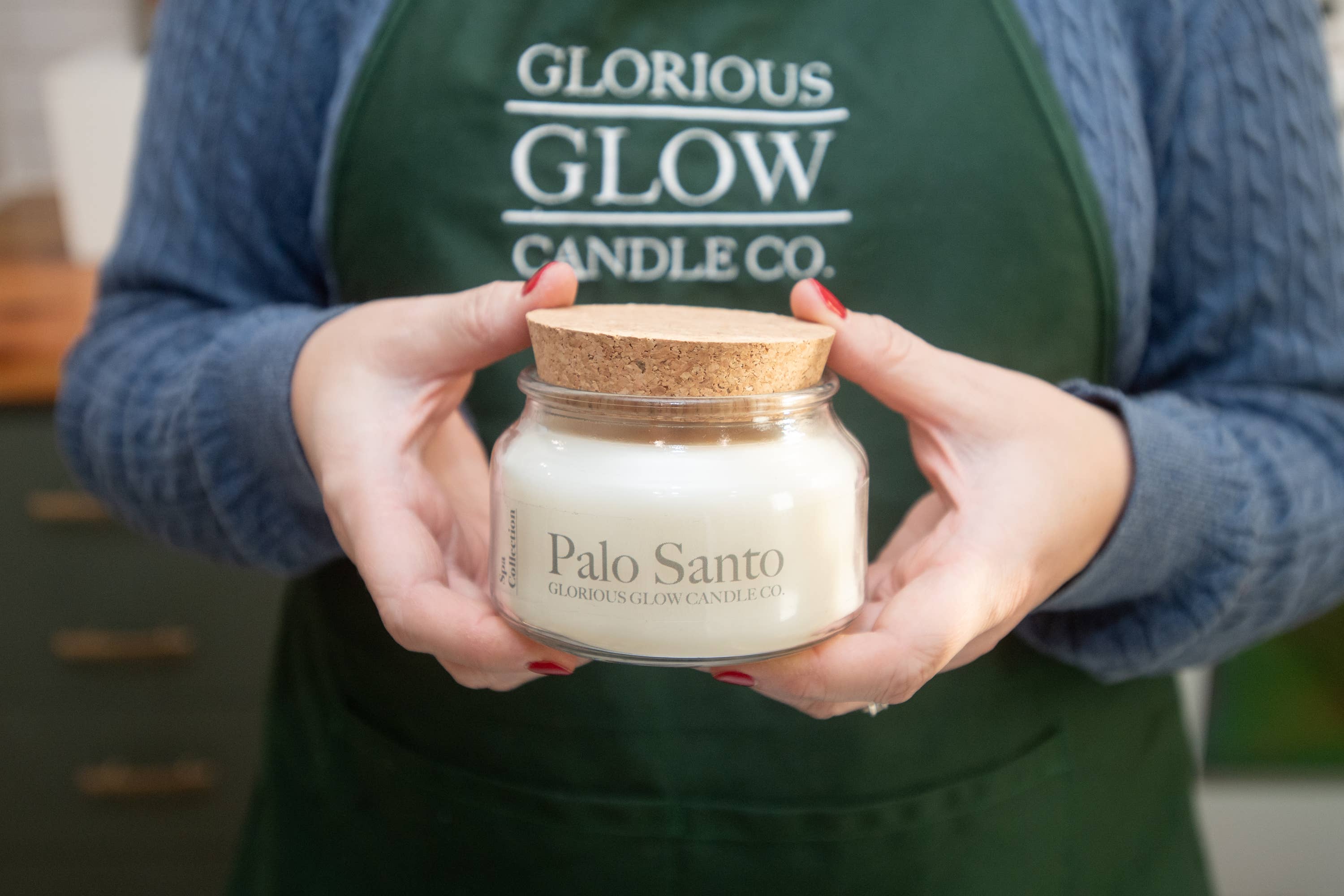 Glorious Glow Candle Co. - Wholesale Jar/Filled Candle - Spa Palo Santo 9 oz. Soy Blend Container Candle + Cork Lid1