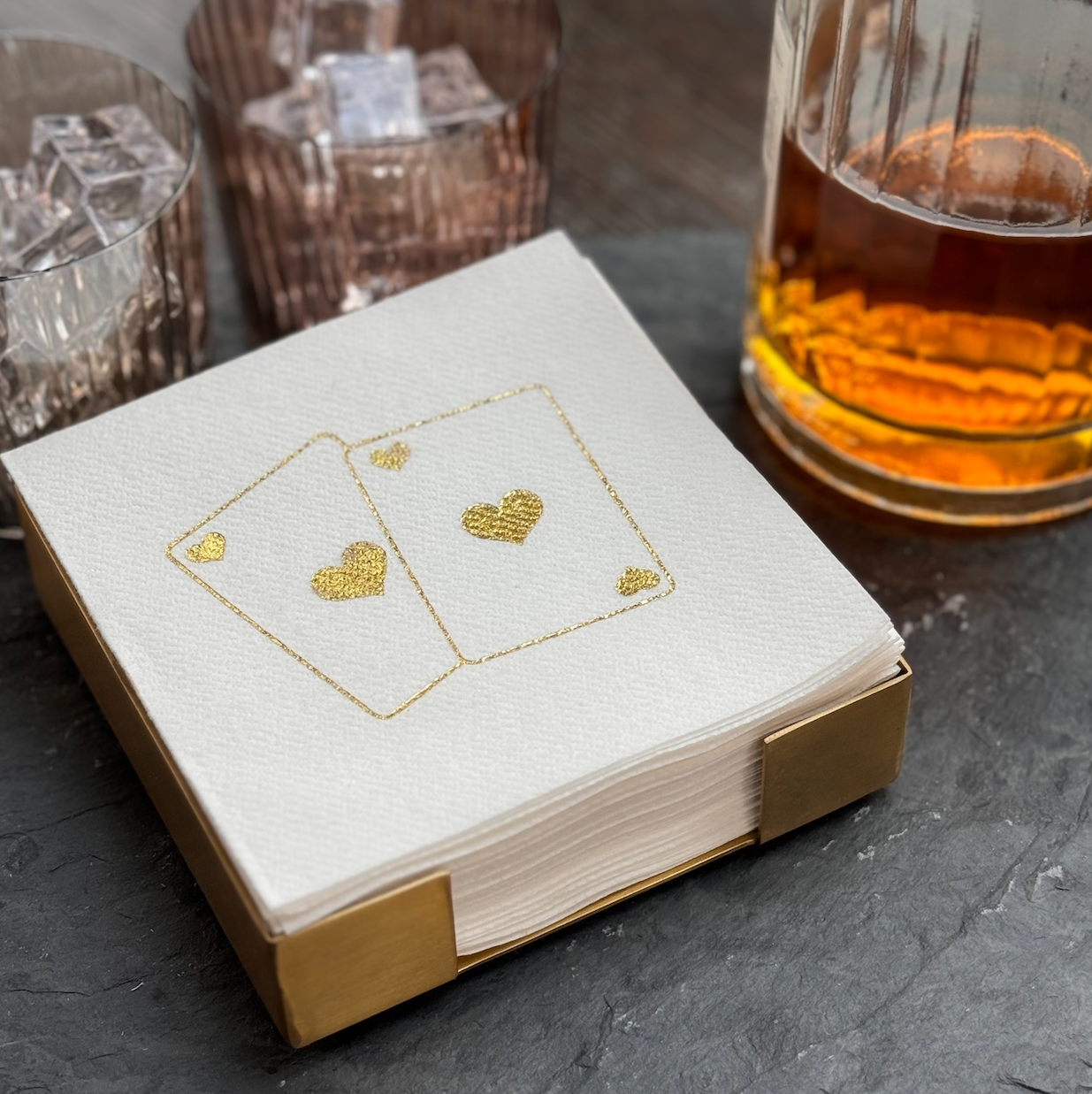 Lined Design – wholesale Engångsservett – Mässingspläterad cocktailservettvärdinnesats1