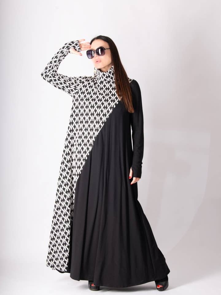 Houndstooth Turtleneck Dress VIVIAN for wholesale by EUG fashion