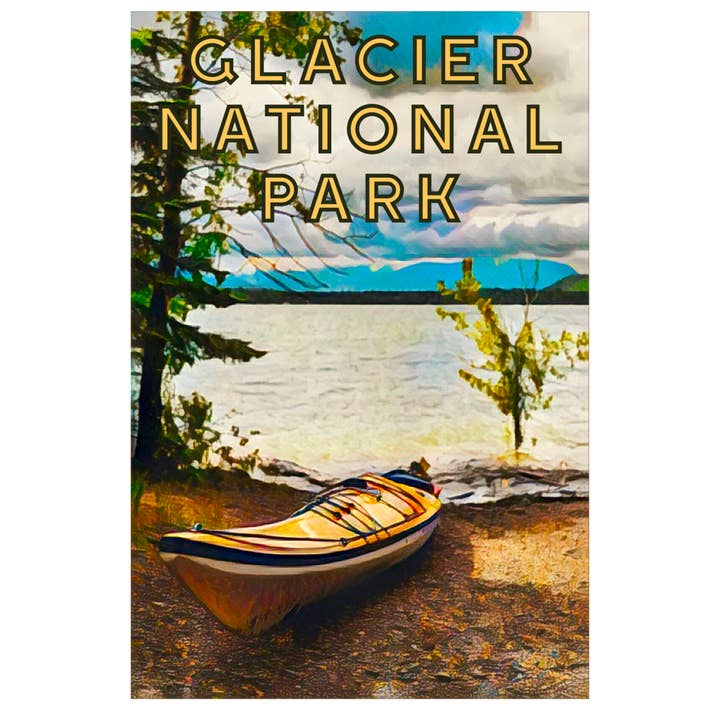 Glacier National Park Kayak Sticker for wholesale by PNW Departure