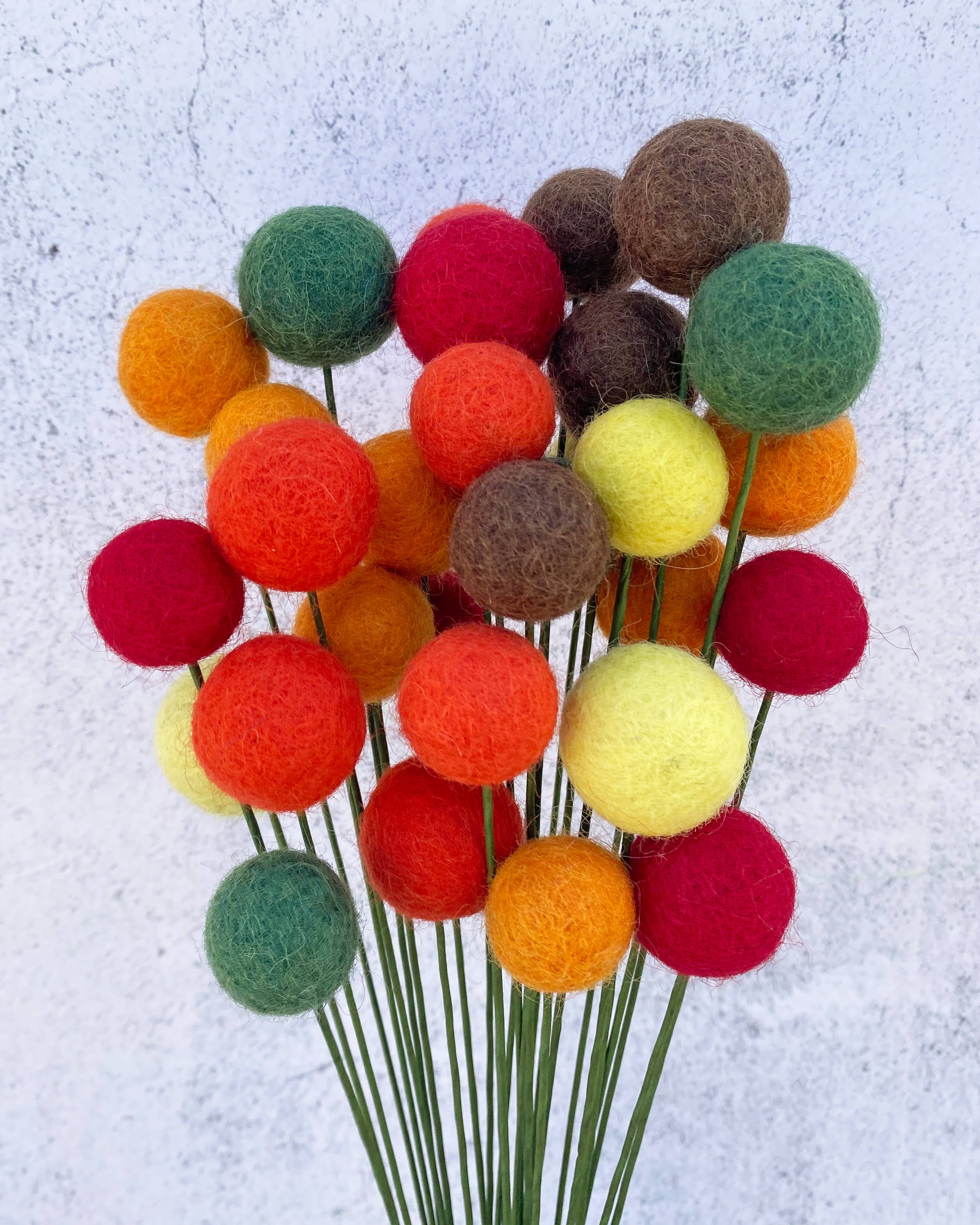 Oakwind Hollow - Vente Fleurs artificielles - Bouquet de boules de fleurs en feutre pour célibataires, feuilles d'automne5