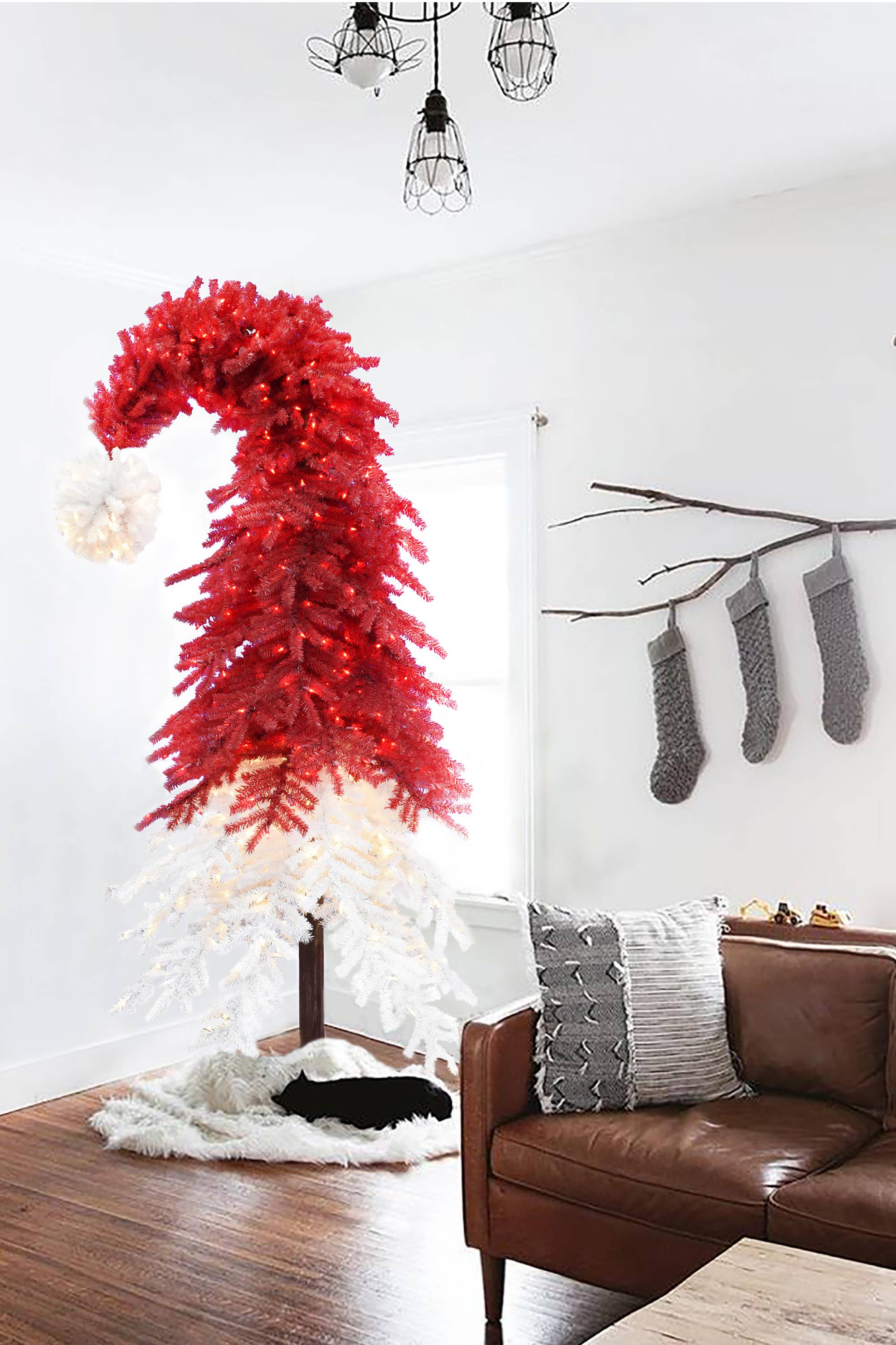 Perfect Holiday - Wholesale Artificial Christmas Tree - 9' Pre-lit Santa Hat Christmas Tree, 1992 Tips UL 600 LED (2