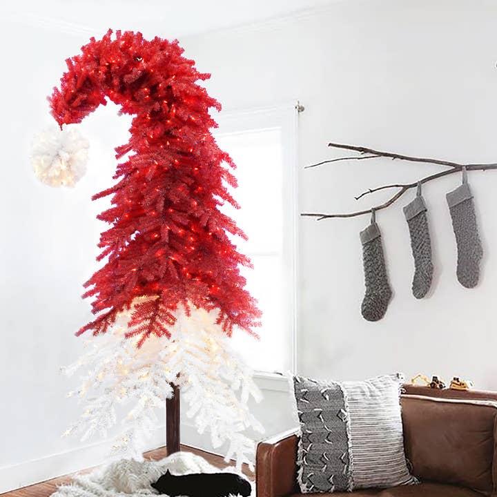 Perfect Holiday - Wholesale Artificial Christmas Tree - 9' Pre-lit Santa Hat Christmas Tree, 1992 Tips UL 600 LED (20