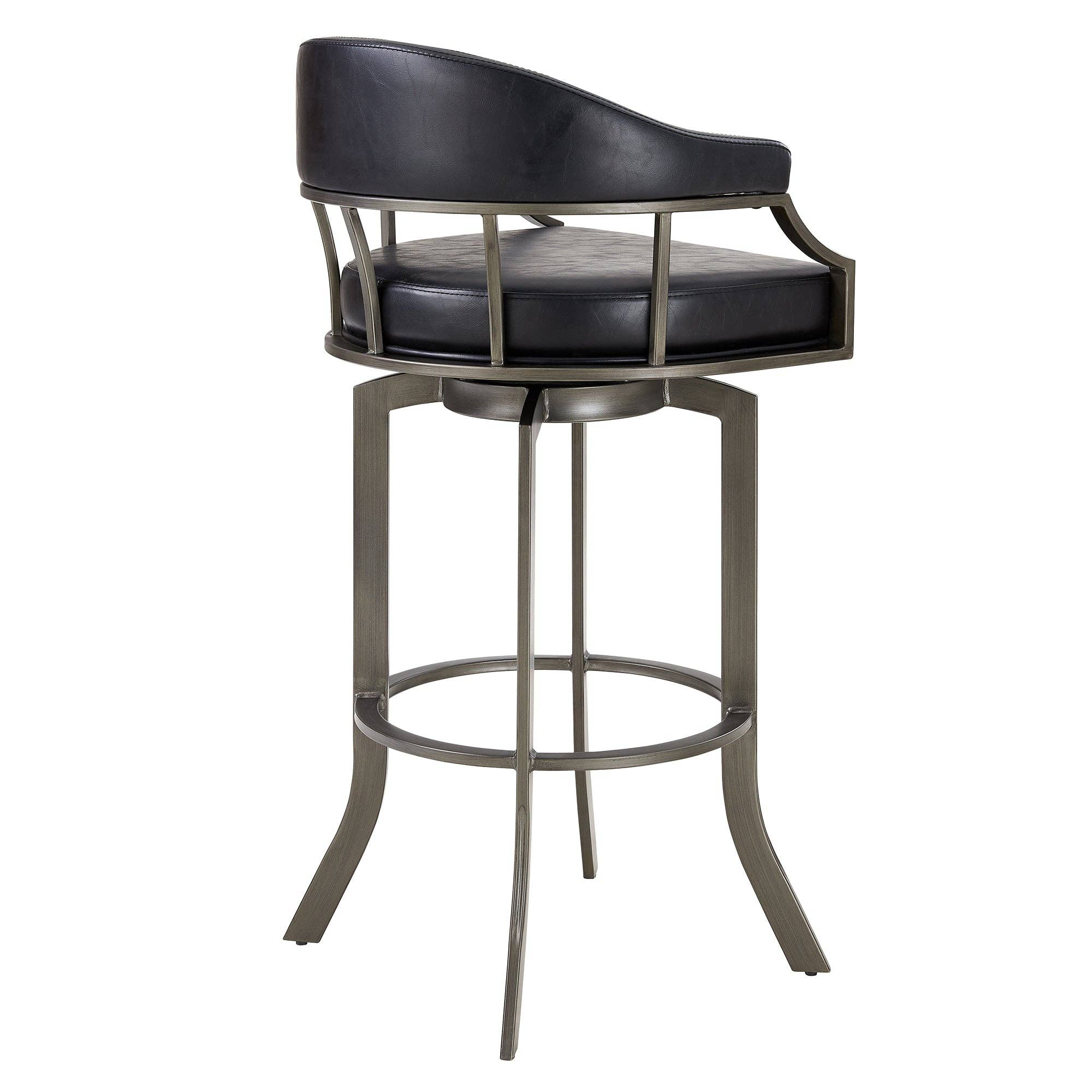 Armen Living - Wholesale Stool - Edy Modern Faux Leather and Metal Swivel Barstool15