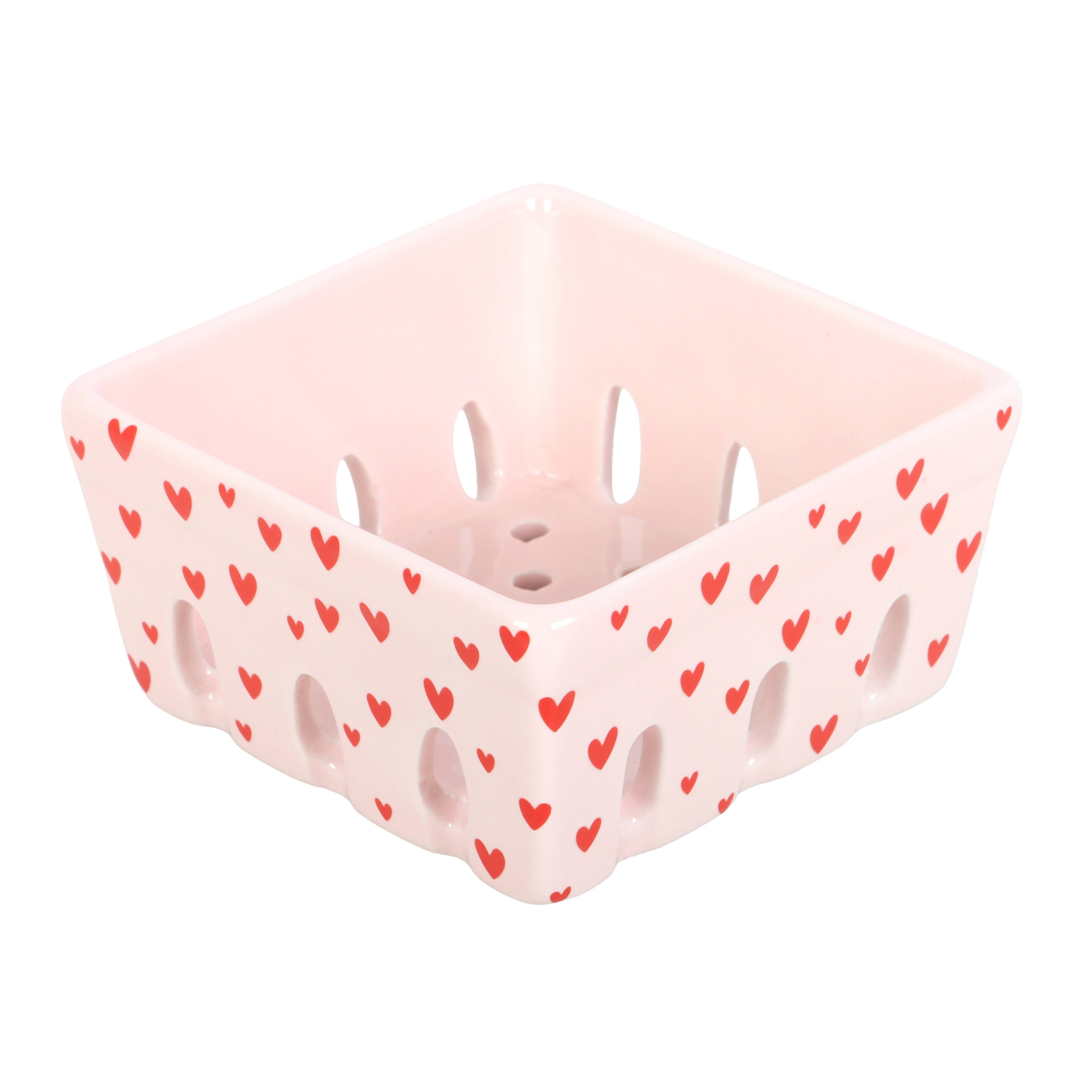 Nibble Distributors Ltd - Wholesale Basket - Pink Heart Print Basket1