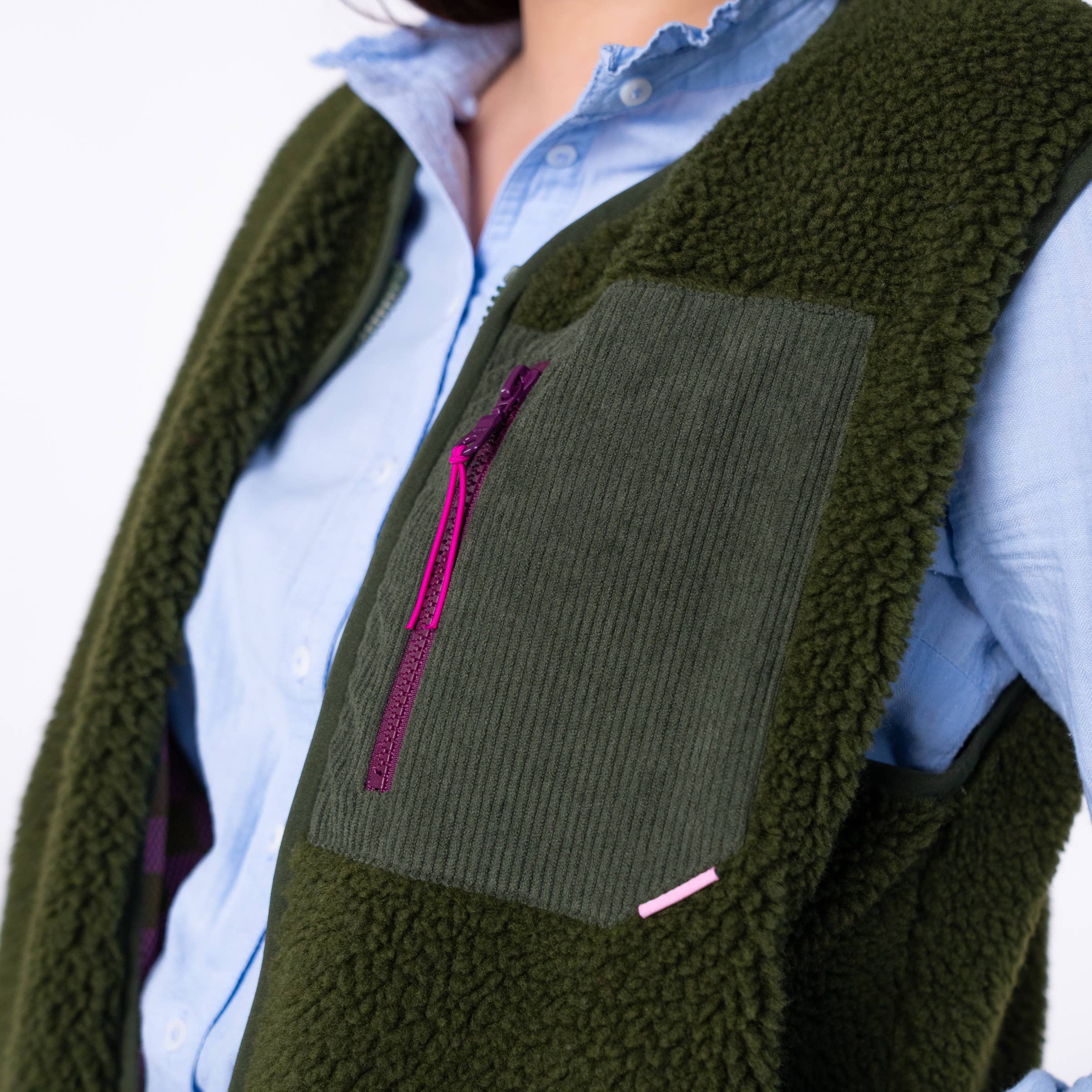 BILLYBELT - Venta al por mayor Chaleco de abrigo - Mujer - Chaleco sherpa sin mangas con cremallera para mujer en color caqui7