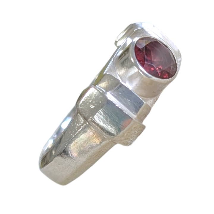 Saraswati Imports - Wholesale Single Stone/Solitaire Ring - SALE Loyalty Faceted Garnet Sterling Silver Ring1