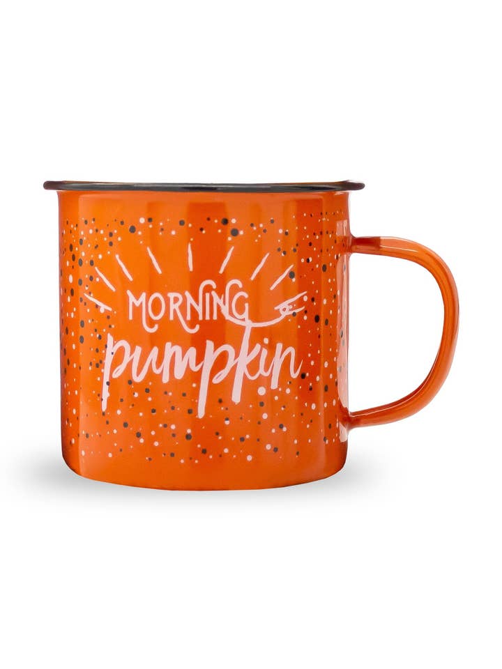 Caneca Camper laranja com design Morning Pumpkin por atacado de Dorsey marketing inc