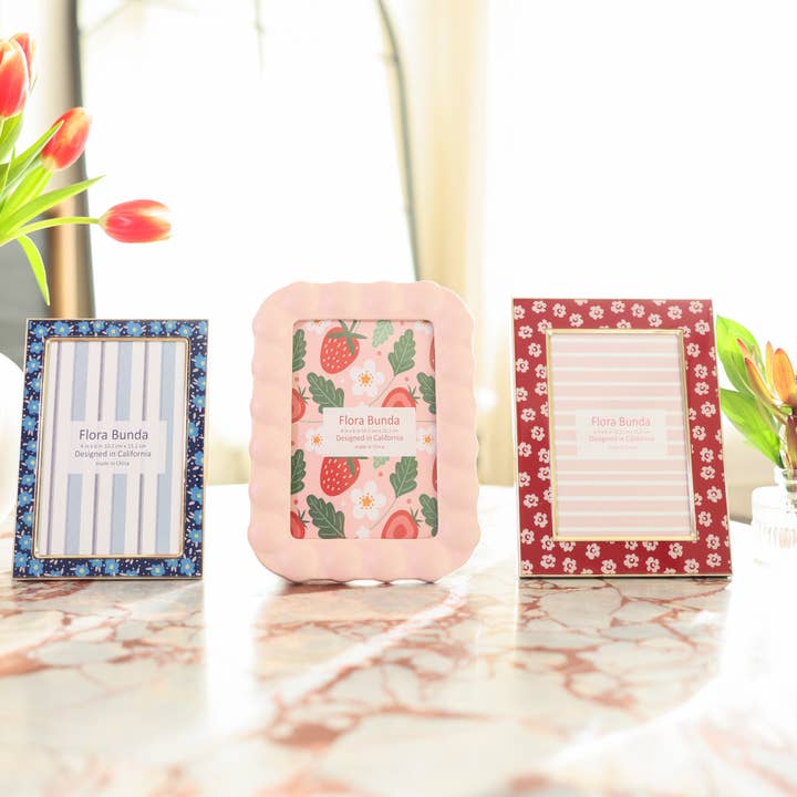 Flora Bunda Inc - Wholesale Picture frame - 4x6 Blue Floral Aluminum Picture Frame4