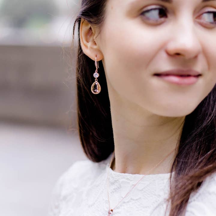 Catalea - Venta al por mayor Pendientes colgantes - Pendientes Bari oro rosa melocotón6