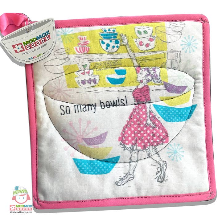 Potholder Pyrex Vintage Bowls Lovers Kitchen theme for wholesale by ModMoxGoods