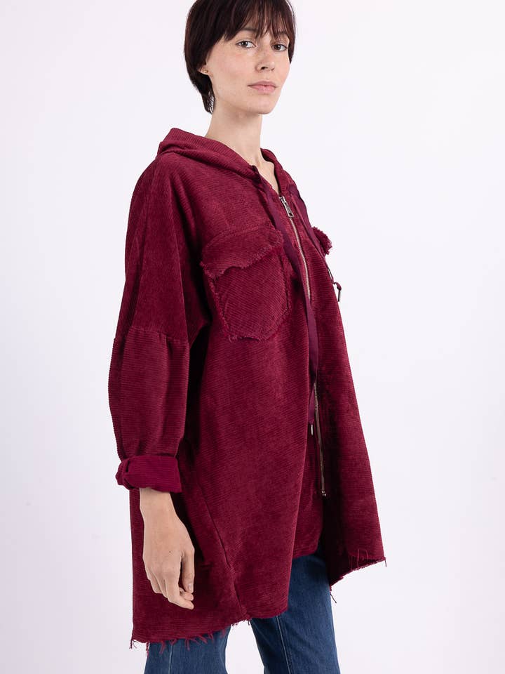 L'Emotion - Wholesale Hoodie - Dames - Fluweelkleurige, geplooide fluwelen hoodie met versleten effect en brede ritssluiting20