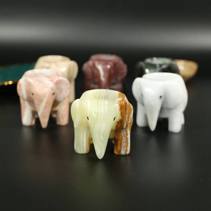 Marble/Stone Elephant Tea Light Holder for wholesale by Gemstone Gifts Ltd.